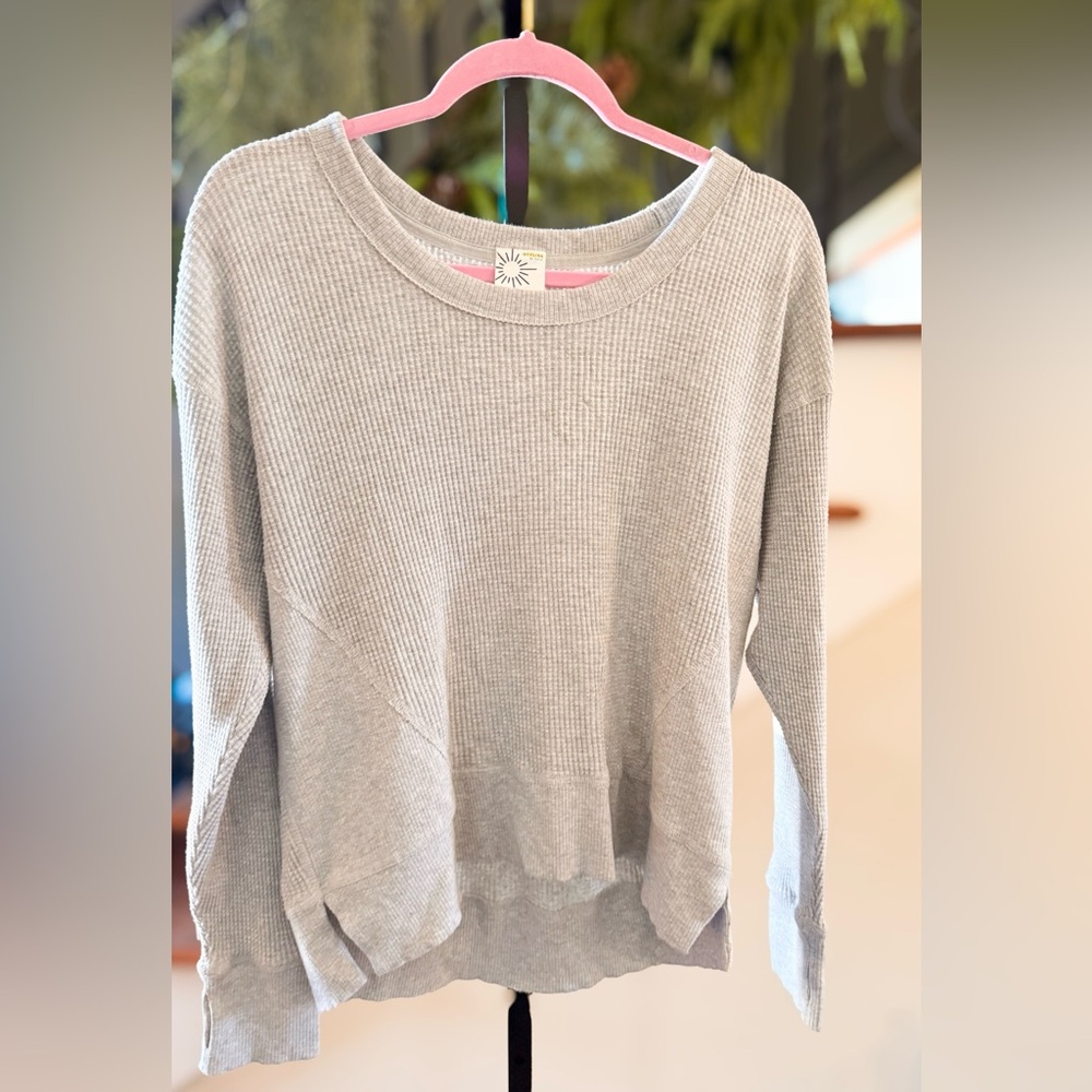 🩶Offline By Aerie WOW Knit Waffle Long Sleeve T-Shirt ~ XS